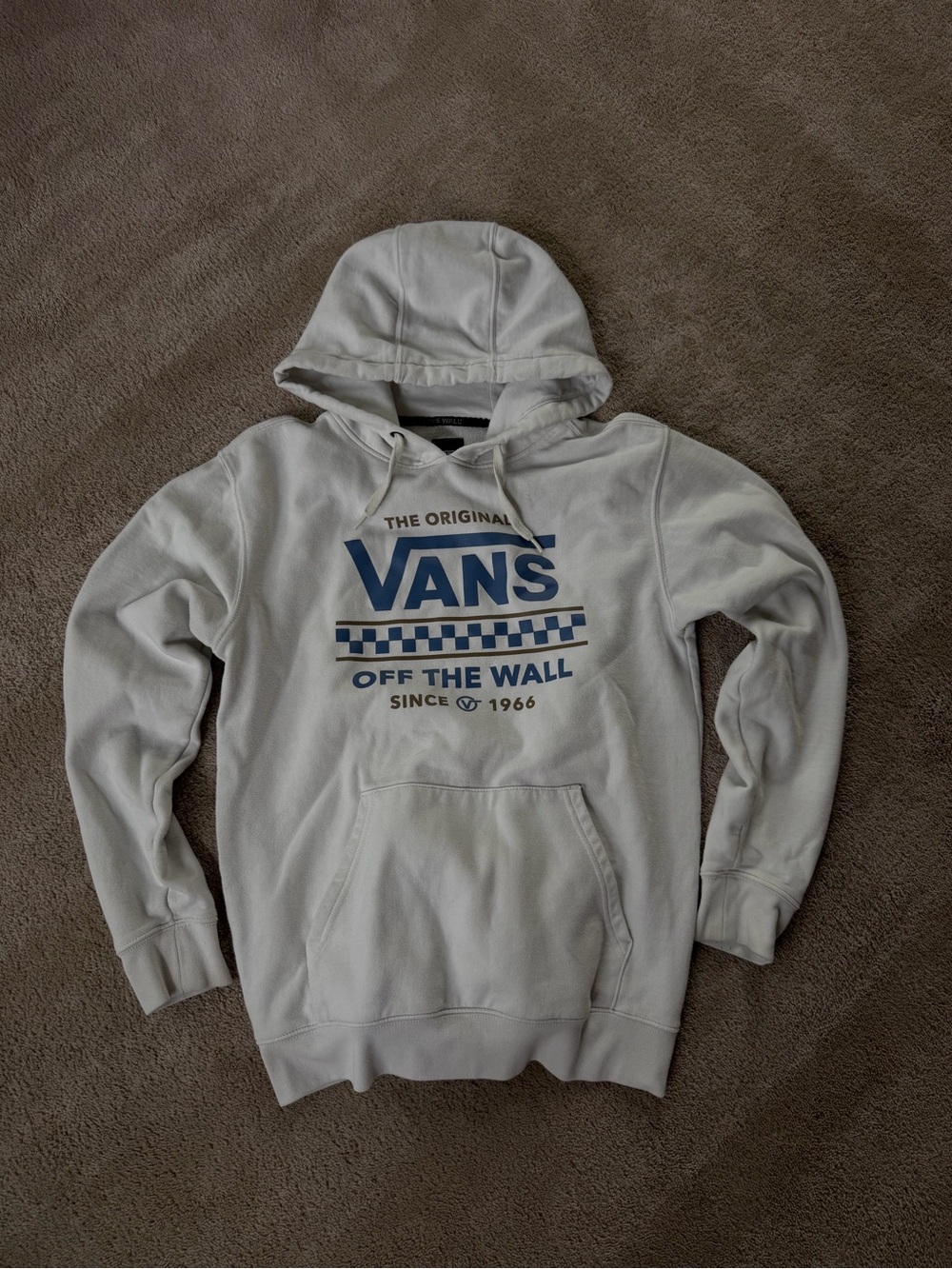 Vans White Pullover Hoodie with Blue Logo